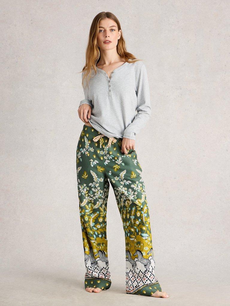 ORGANIC NINA PJ BOTTOM in GREEN PR - MODEL FRONT