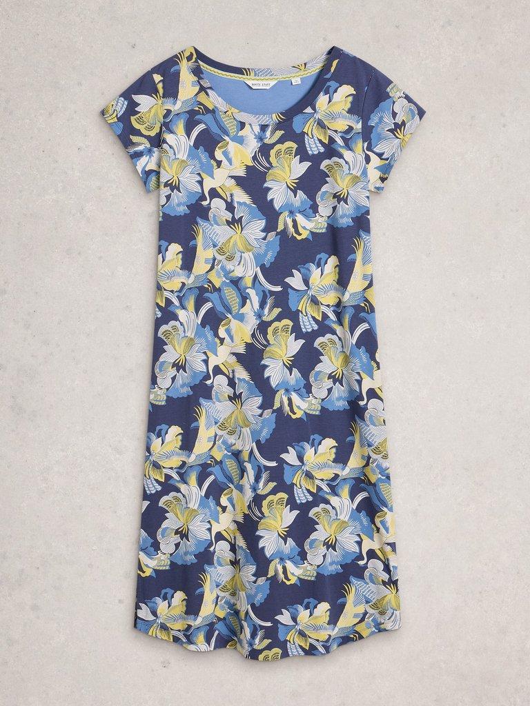 EVA MIDI JERSEY NIGHTIE in PURPLE PR - FLAT FRONT