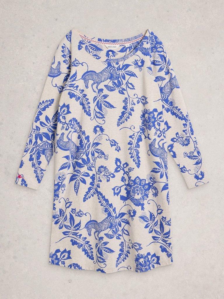 EVA JERSEY CREW NECK NIGHTIE in NAT MLT - FLAT FRONT