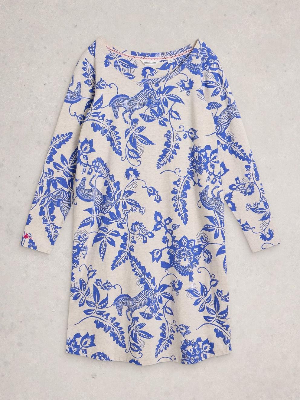 EVA JERSEY CREW NECK NIGHTIE in NAT MLT - FLAT FRONT