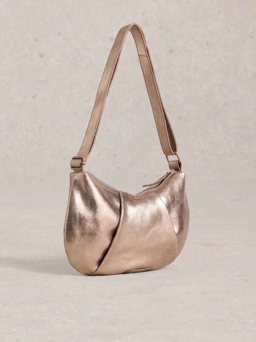 Lucy Leather Bag in GLD TN MET - FLAT BACK