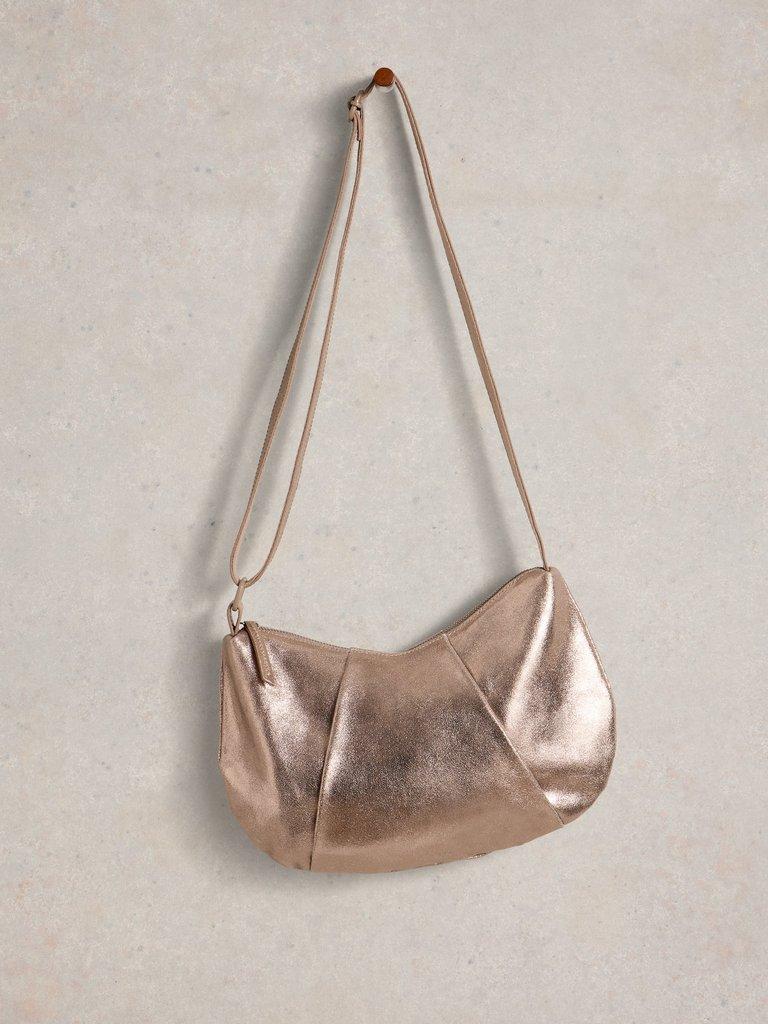 Lucy Leather Bag in GLD TN MET - FLAT FRONT