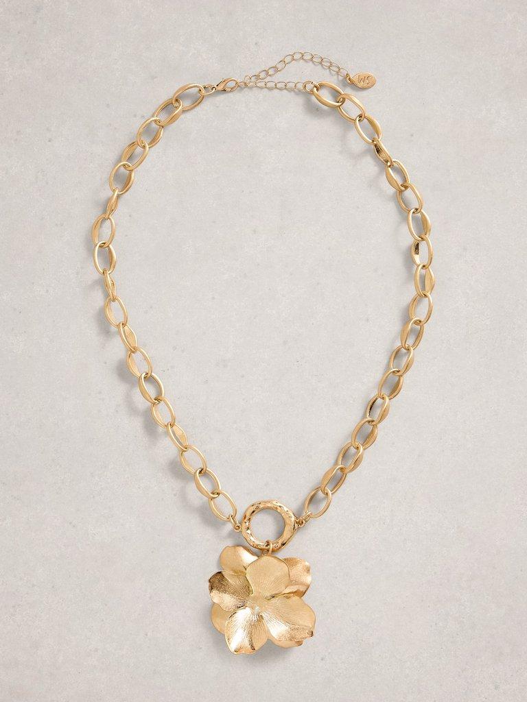 Belle Floral Necklace in GLD TN MET - FLAT FRONT