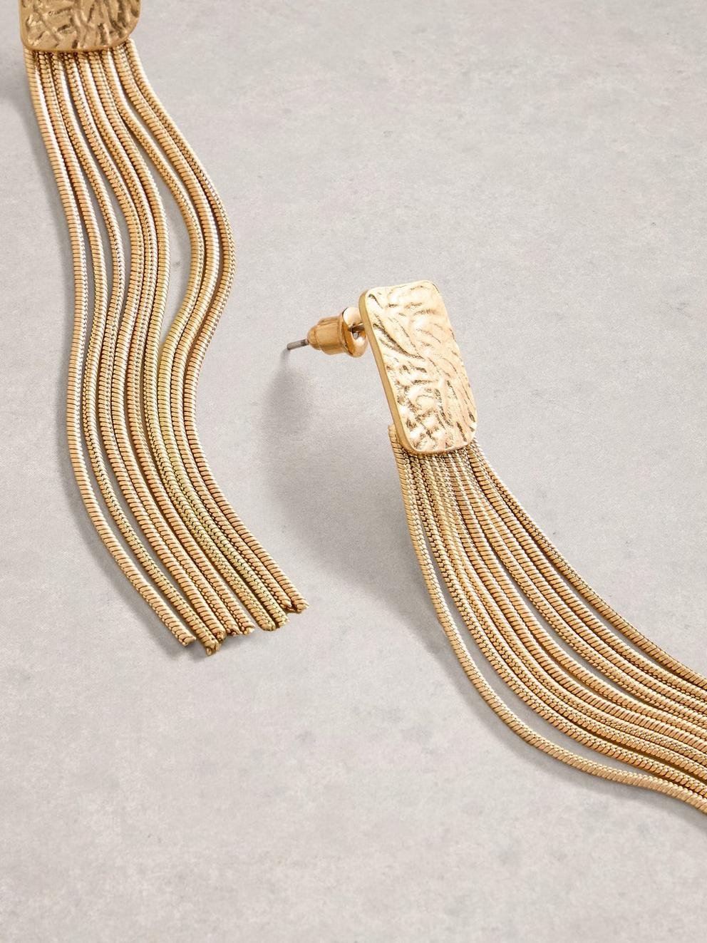 Linda Tassel Earring in GLD TN MET - FLAT DETAIL