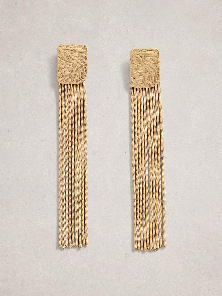 Linda Tassel Earring in GLD TN MET - FLAT FRONT