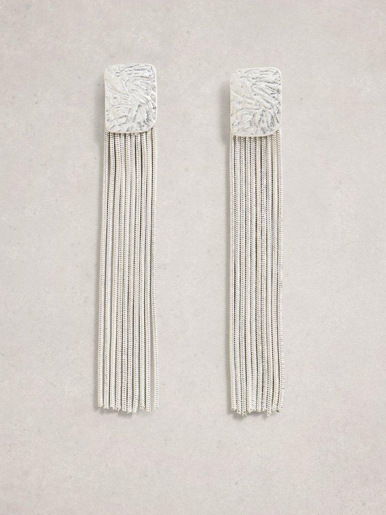 Linda Tassel Earring in SLV TN MET - FLAT FRONT