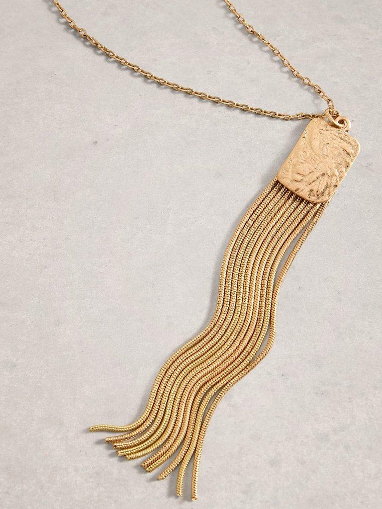 Linda Tassel Necklace in GLD TN MET - FLAT DETAIL