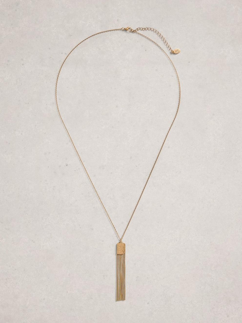 Linda Tassel Necklace in GLD TN MET - FLAT FRONT