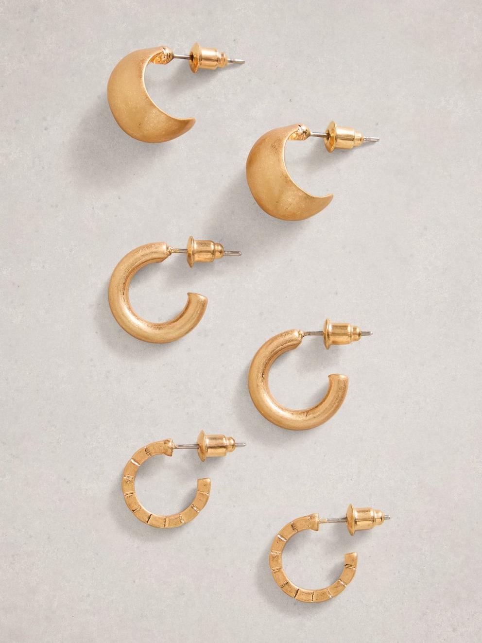 Mel Multi Pack Earring in GLD TN MET - FLAT FRONT