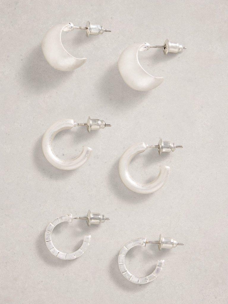 Mel Multi Pack Earring in SLV TN MET - FLAT FRONT