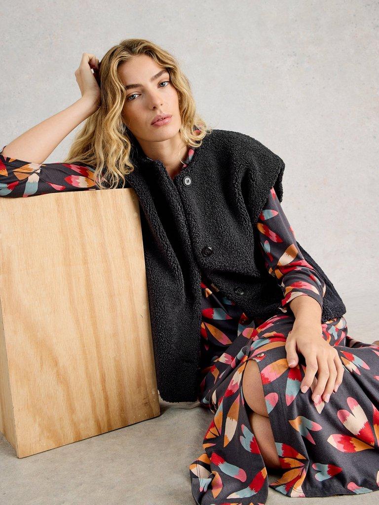 Womens Borg Gilet in CHARC GREY - LIFESTYLE