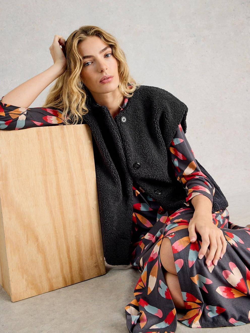 Womens Borg Gilet in CHARC GREY - LIFESTYLE