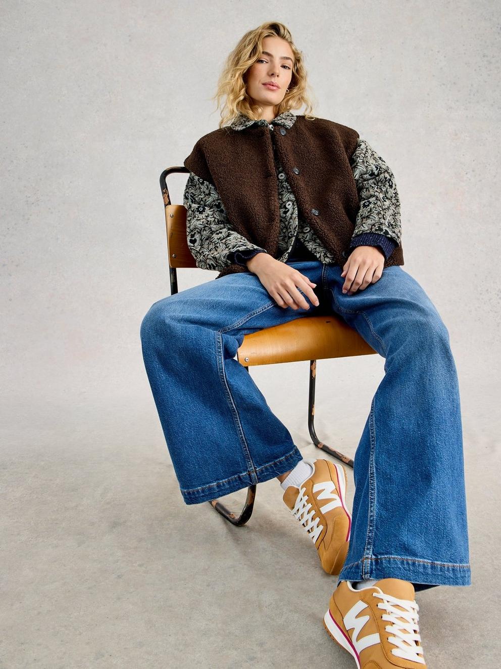 Womens Borg Gilet in DK BROWN - LIFESTYLE