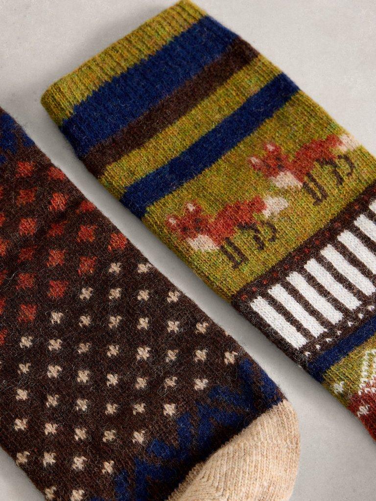 Cosy Mens Sock in a Box in NAT MLT - FLAT DETAIL