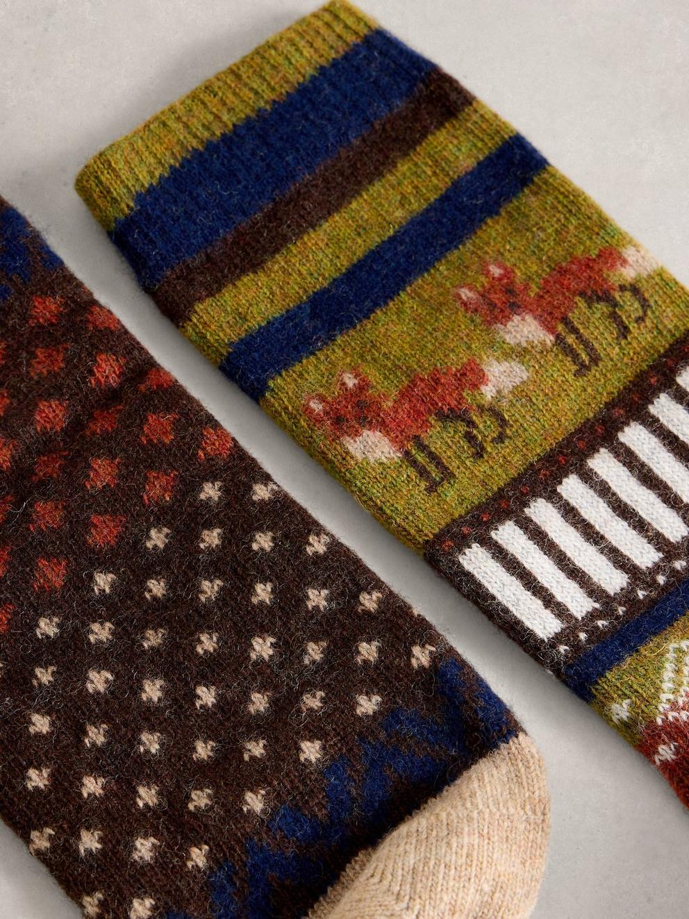 Cosy Mens Sock in a Box in NAT MLT - FLAT DETAIL