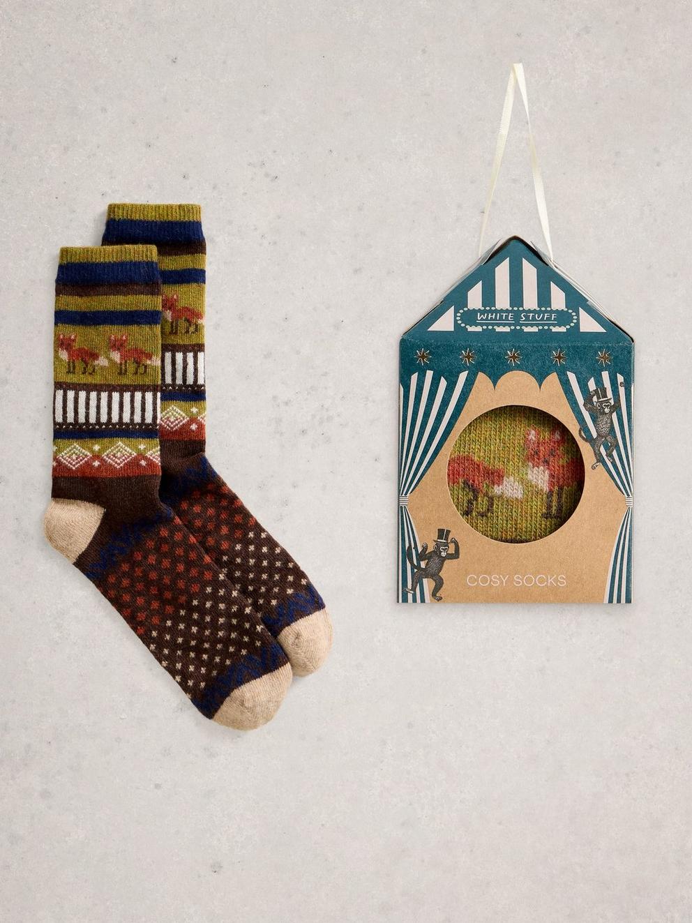 Cosy Mens Sock in a Box in NAT MLT - LIFESTYLE