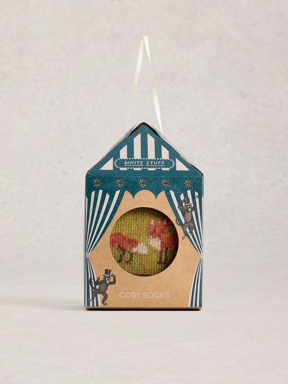 Cosy Mens Sock in a Box in NAT MLT - MODEL FRONT