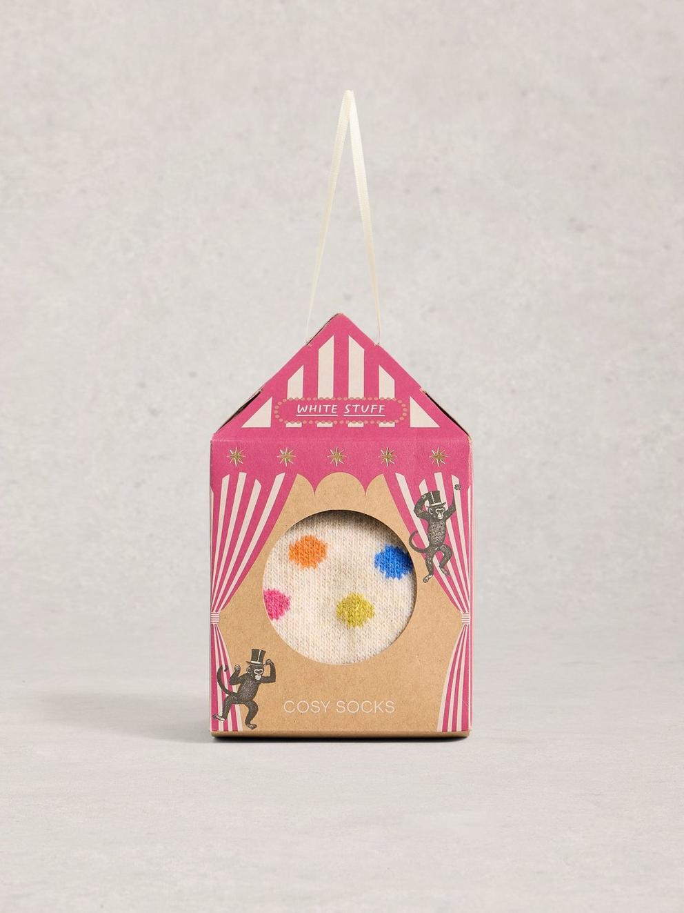 Cosy Womens Sock in a Box in NAT MLT - MODEL FRONT