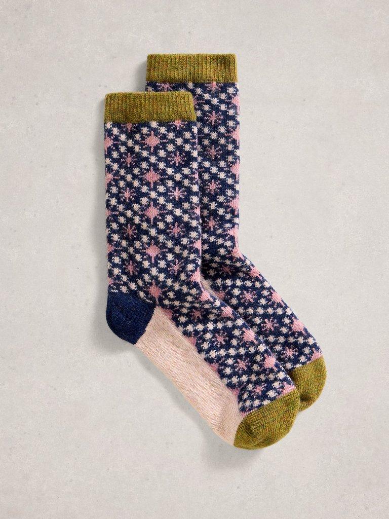 Cosy Womens Sock in a Box in NAVY MULTI - LIFESTYLE