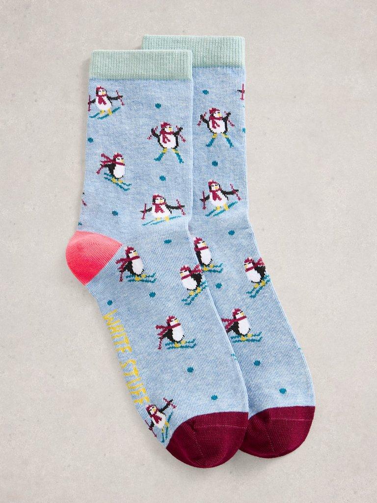 Ski Penguin Sock in a Cracker in BLUE MLT - LIFESTYLE