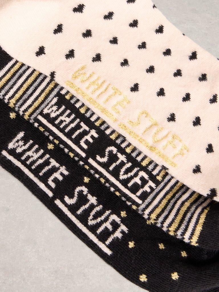 3 Pack Sparkle Ankle Socks in BLK MLT - FLAT DETAIL