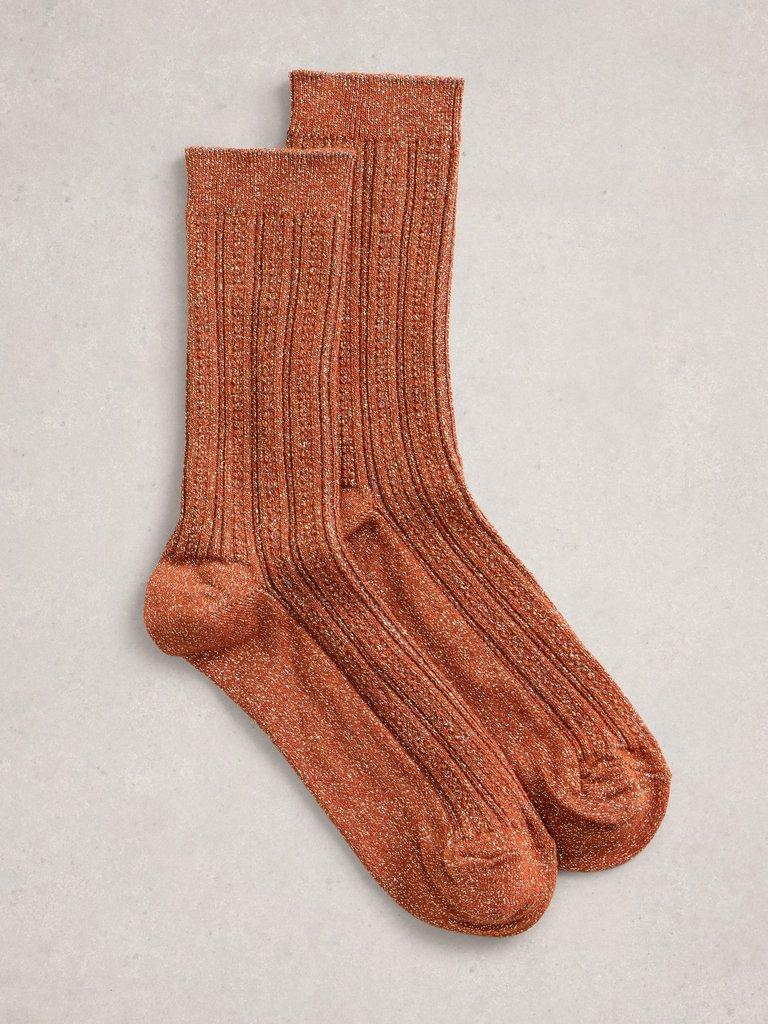 Sparkle Sock in DK ORANGE - FLAT FRONT