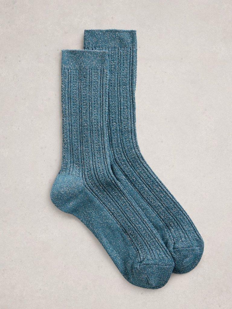Sparkle Sock in DK TEAL - FLAT FRONT