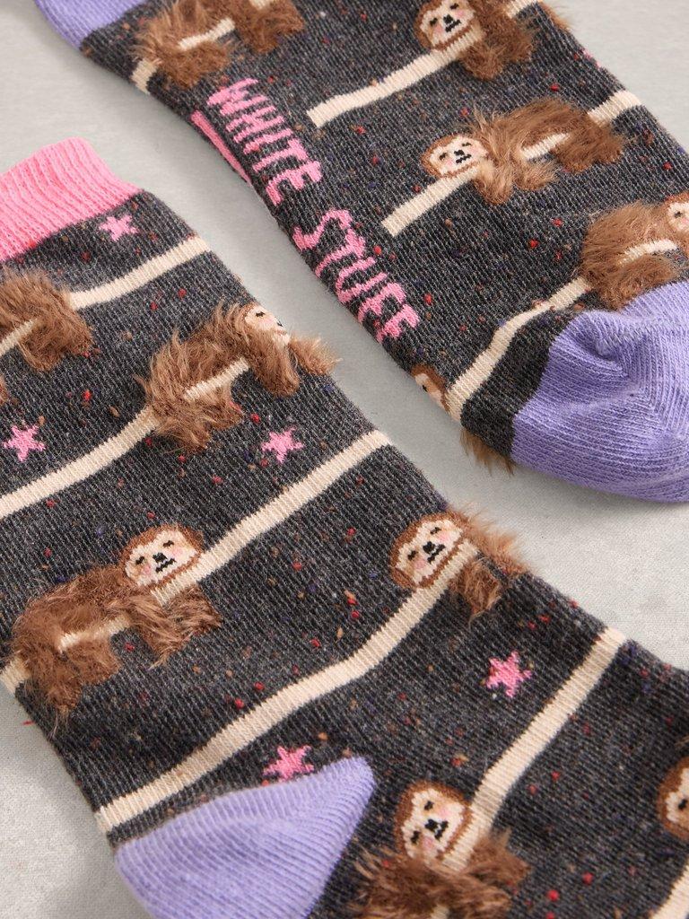 Ankle Sock Fluffy in DK GREY - FLAT DETAIL