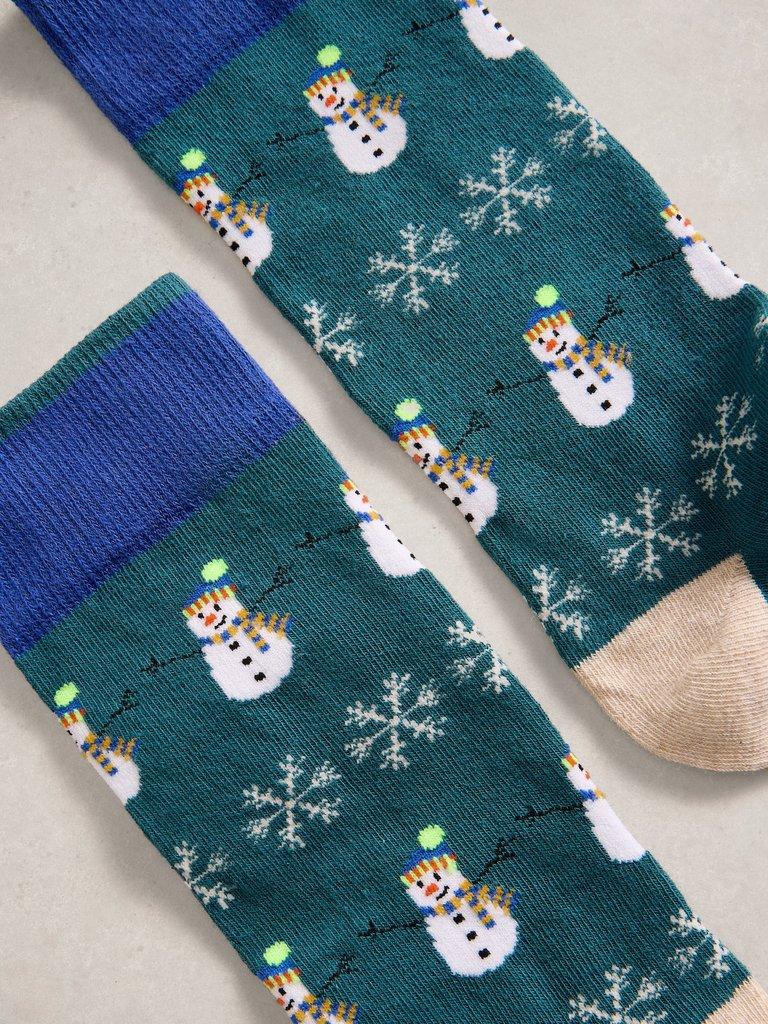 Snowmen in a Cracker in TEAL MLT - FLAT DETAIL