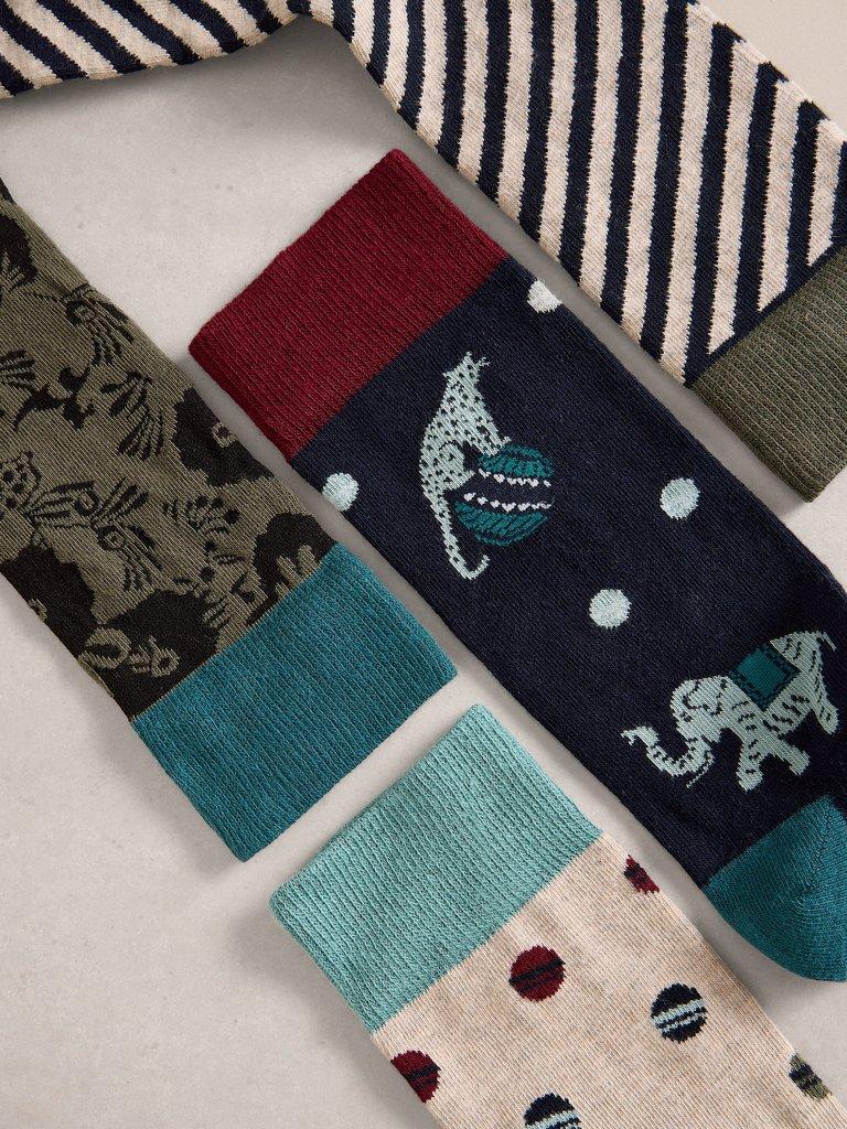 Circus Ankle Socks 4 Pack in NAVY MULTI - FLAT DETAIL