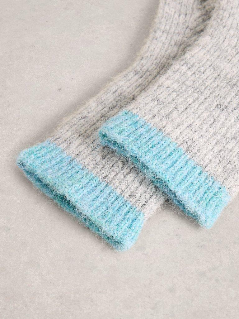 Colourblock Knitted Glove in BLUE MLT - FLAT DETAIL