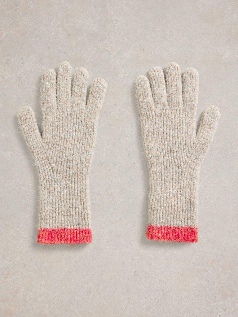 Colourblock Knitted Glove in NAT MLT - FLAT BACK