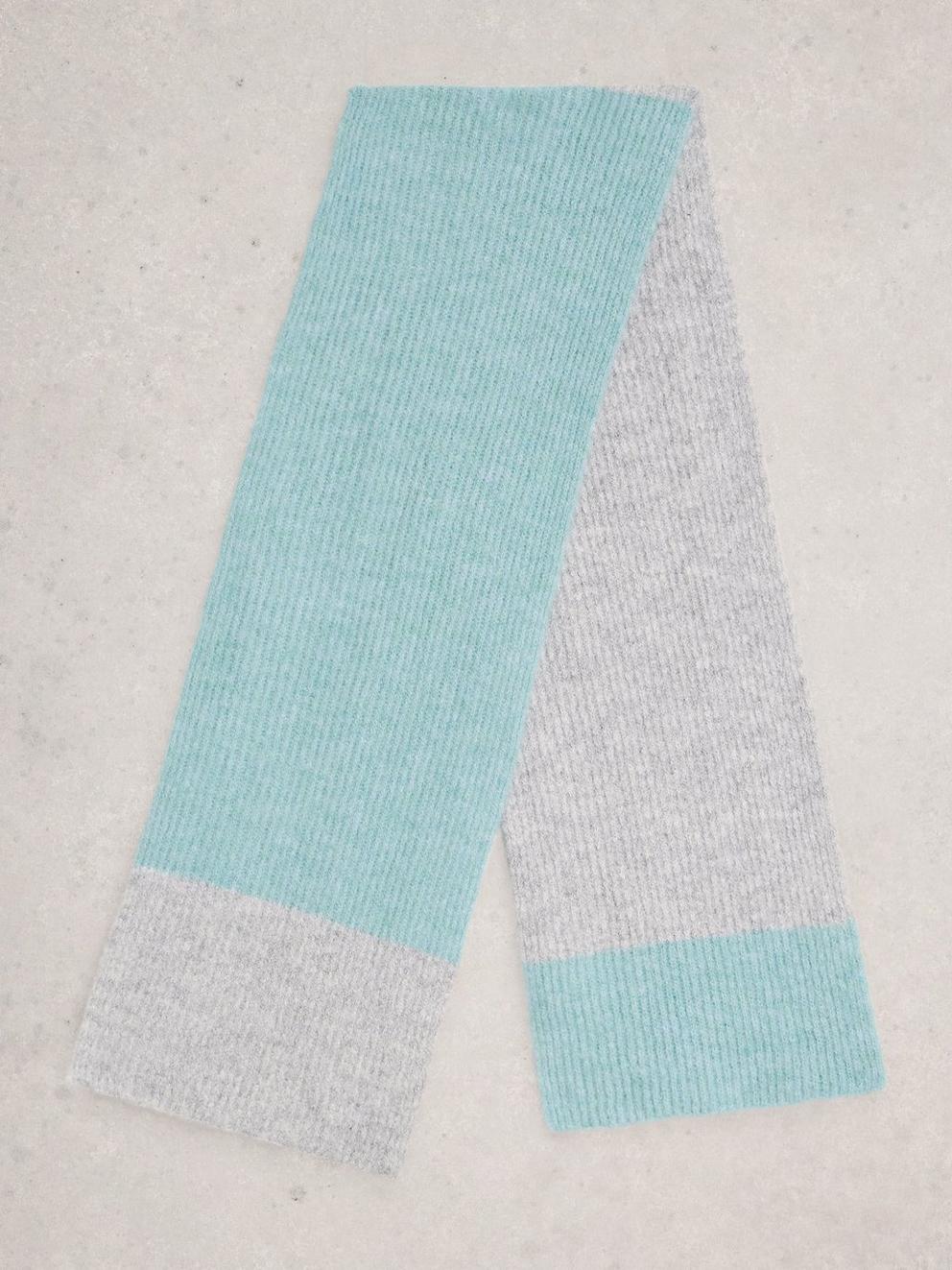 Colourblock Knitted Scarf in BLUE MLT - FLAT FRONT