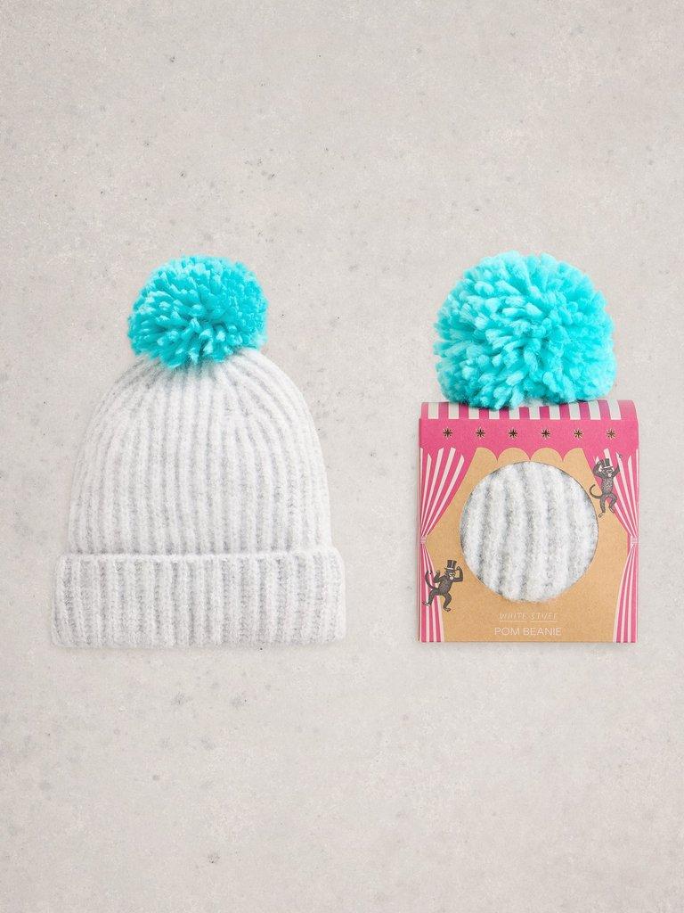Pom Beanie in a Box in MID BLUE - LIFESTYLE