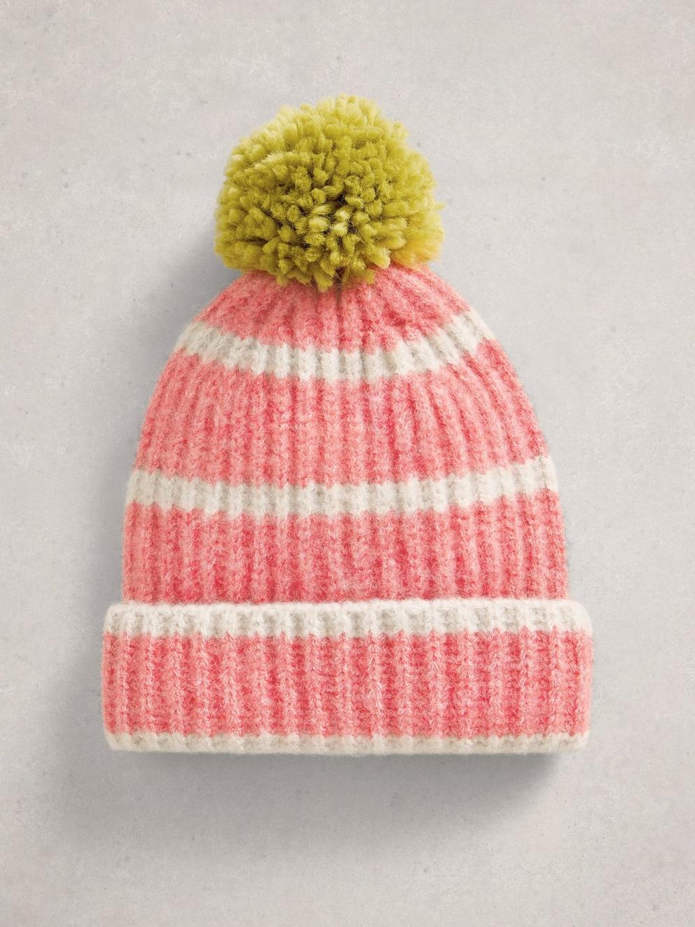 Pom Beanie in a Box in MID CHART - FLAT FRONT