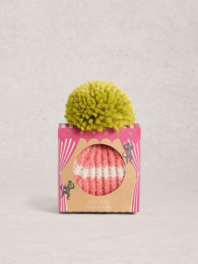 Pom Beanie in a Box in MID CHART - MODEL FRONT