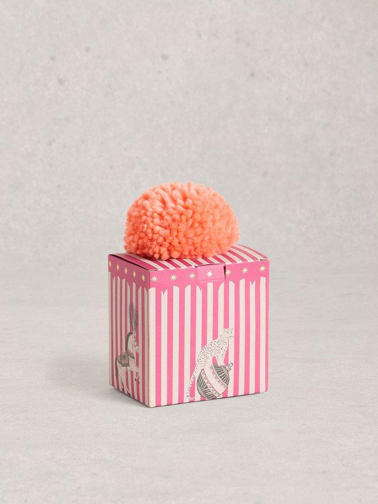 Pom Beanie in a Box in MID CORAL - FLAT BACK