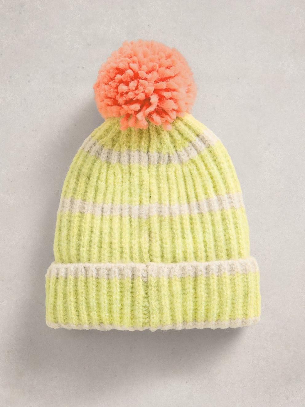 Pom Beanie in a Box in MID CORAL - FLAT DETAIL