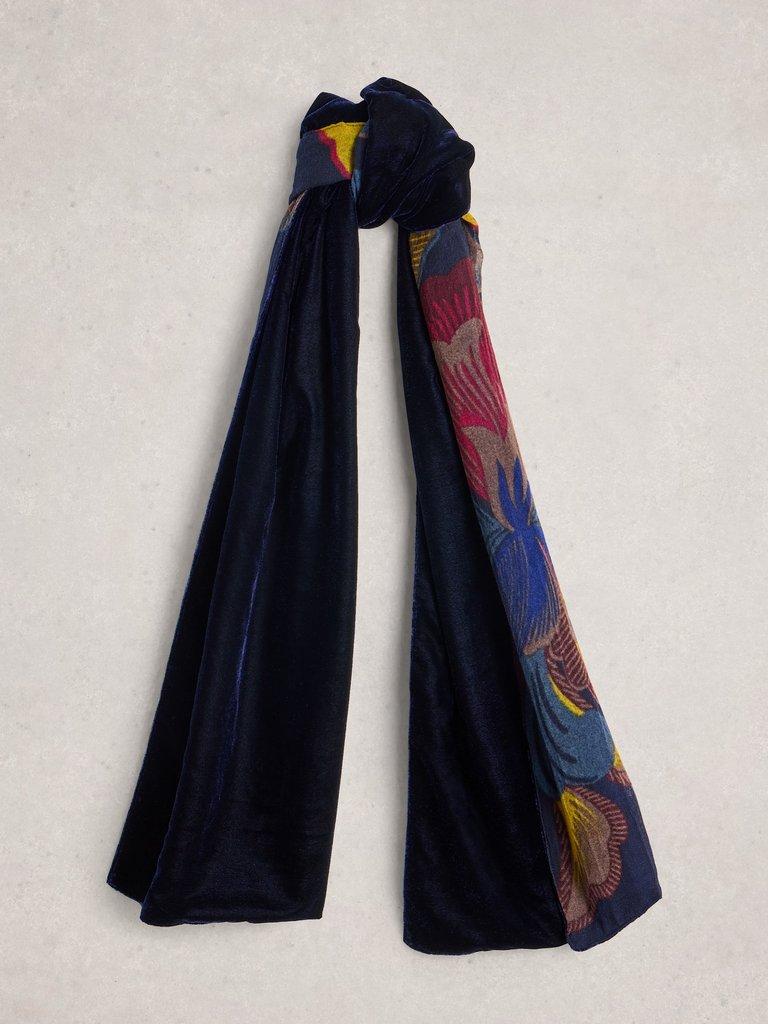 Velvet Print Scarf in BLUE PR - FLAT FRONT