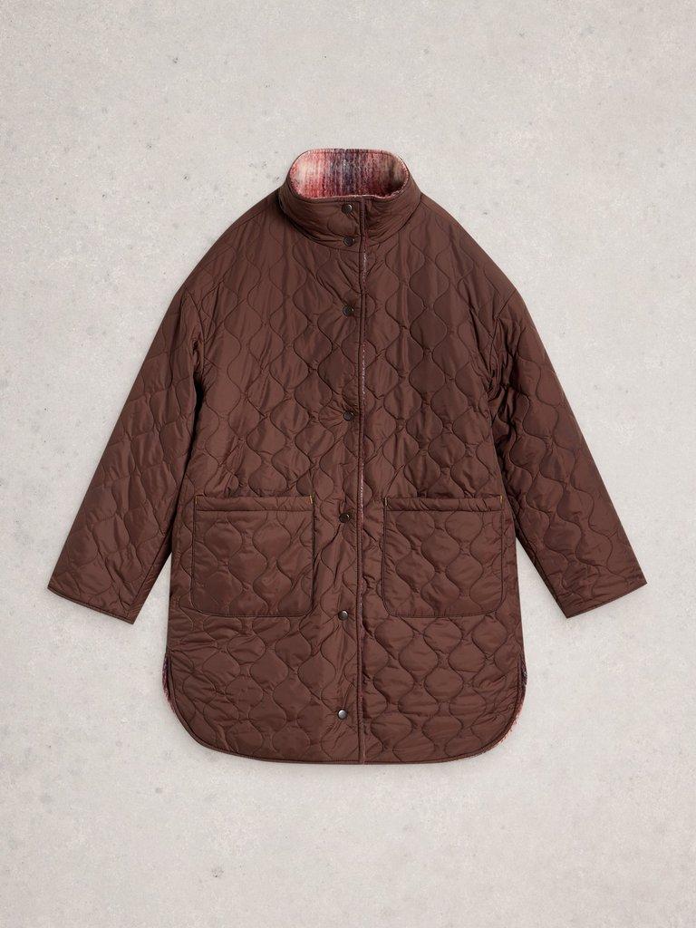 Marlowe Reversible Coat in PLUM MLT - FLAT BACK