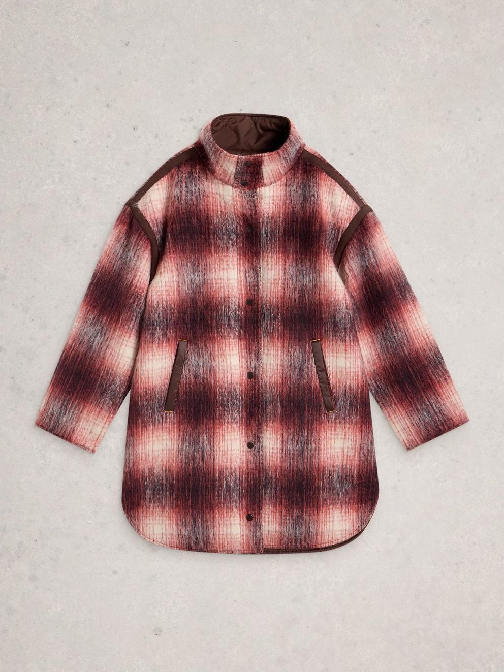 Marlowe Reversible Coat in PLUM MLT - FLAT FRONT