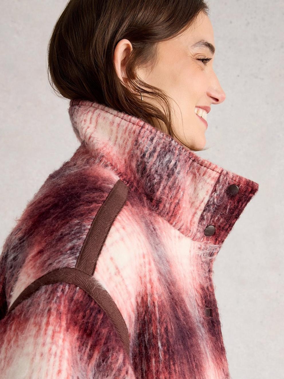 Marlowe Reversible Coat in PLUM MLT - LIFESTYLE