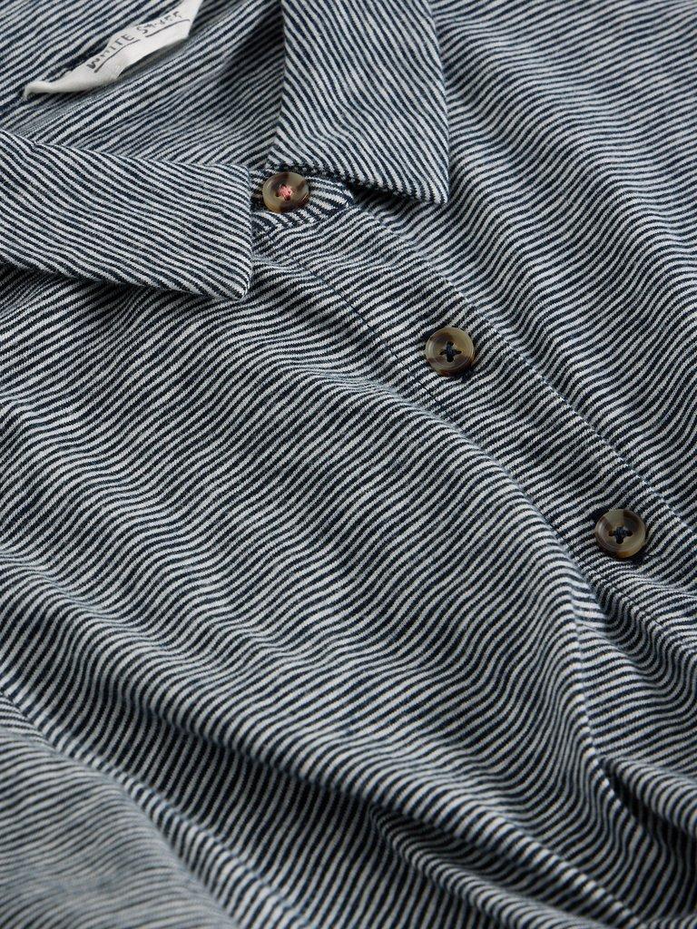 Rua Jersey Half Placket Dress in NAVY MULTI - FLAT DETAIL