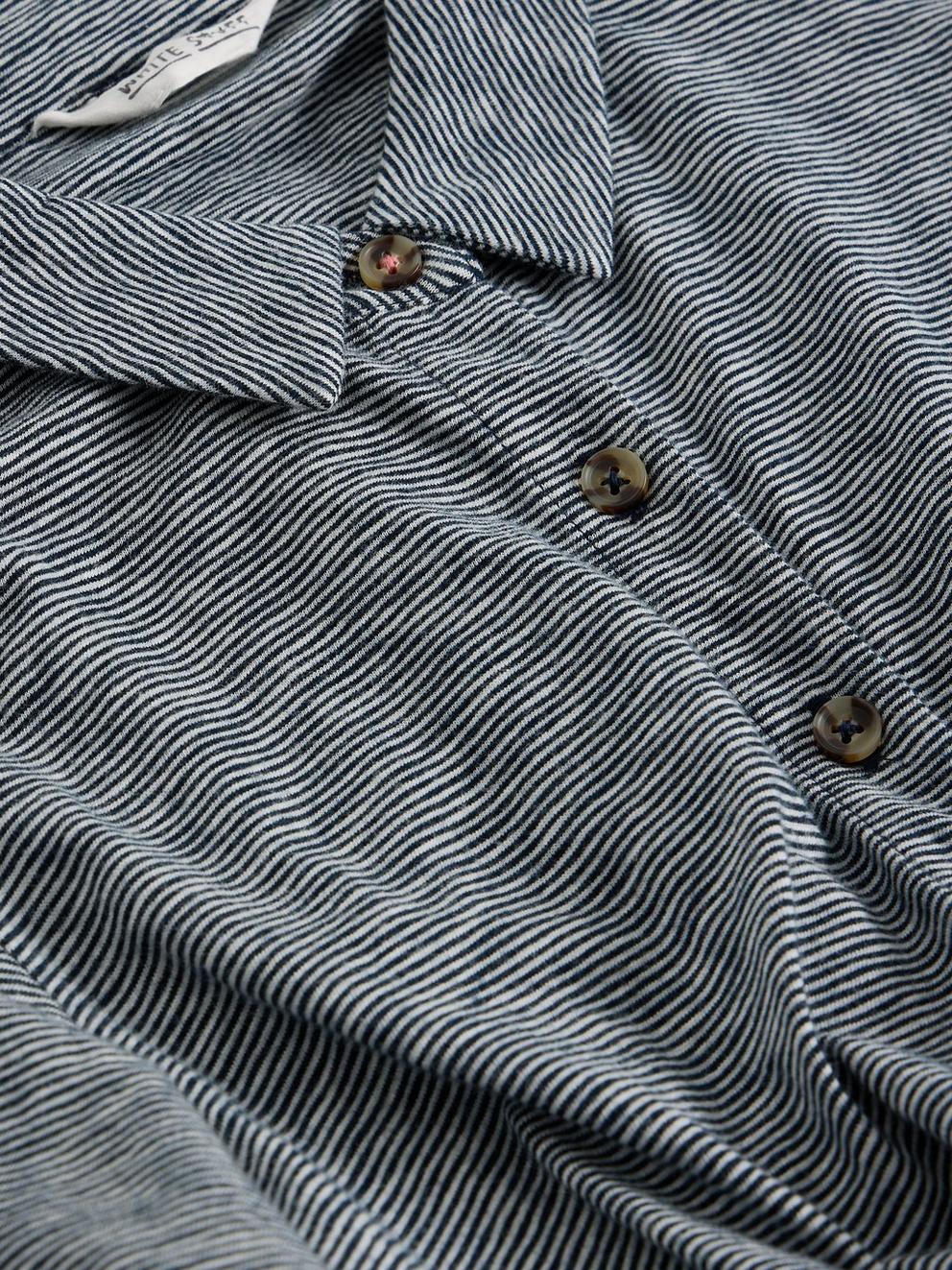 Rua Jersey Half Placket Dress in NAVY MULTI - FLAT DETAIL