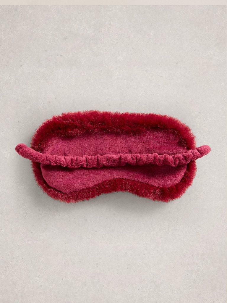 Velvet Faux Fur Eye Mask in DK RED - FLAT DETAIL