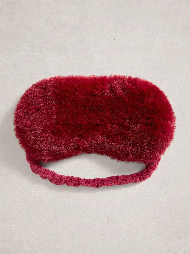 Velvet Faux Fur Eye Mask in DK RED - FLAT FRONT