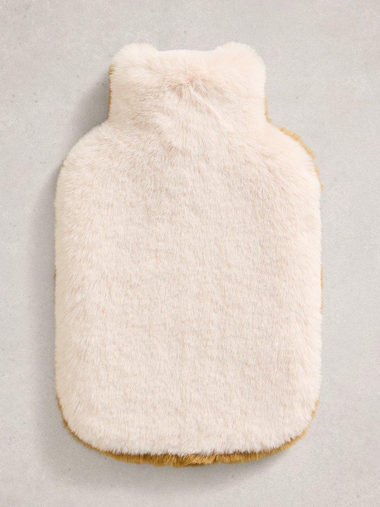 Faux Fur Fluffy Hot Water Bottle in NAT MLT - FLAT BACK