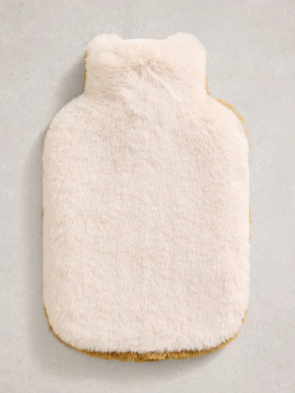 Faux Fur Fluffy Hot Water Bottle in NAT MLT - FLAT BACK