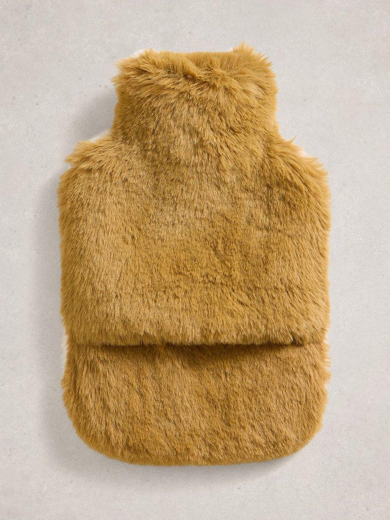 Faux Fur Fluffy Hot Water Bottle in NAT MLT - FLAT FRONT