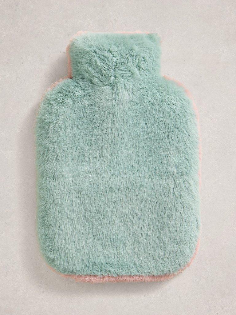Faux Fur Fluffy Hot Water Bottle in PINK MLT - FLAT BACK